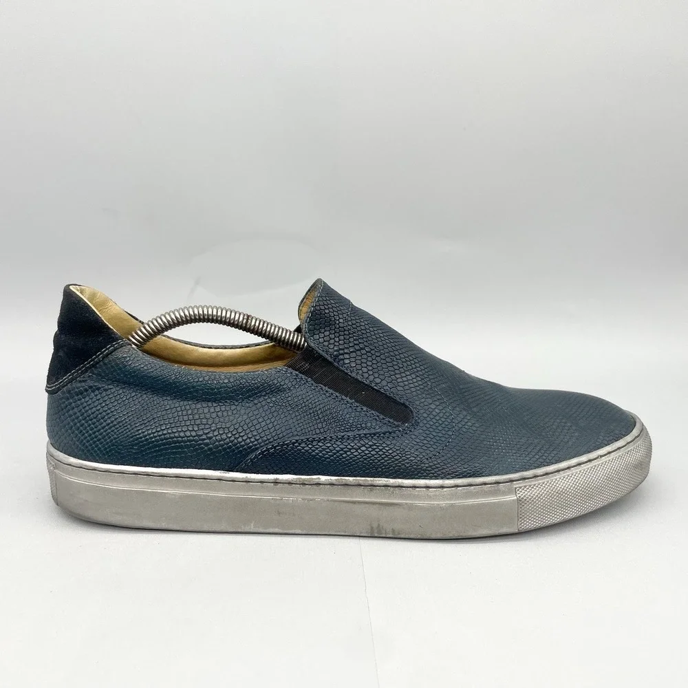 Robert‎ Graham Mens 44 11 Rolo Slip On Sneakers Shoes Blue Snake Leather Casual